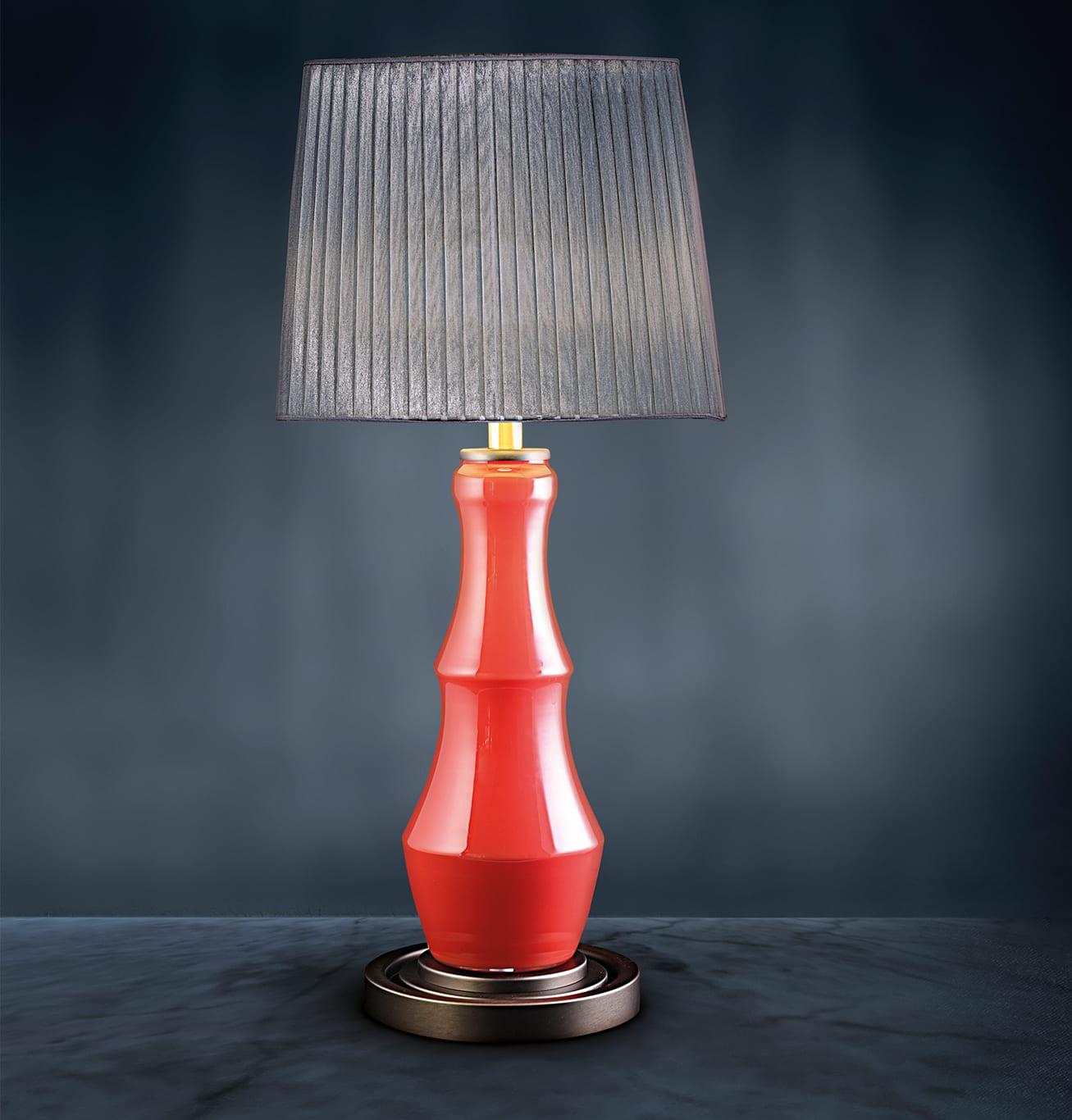 Blown Glass Table Lamp in Coral Red