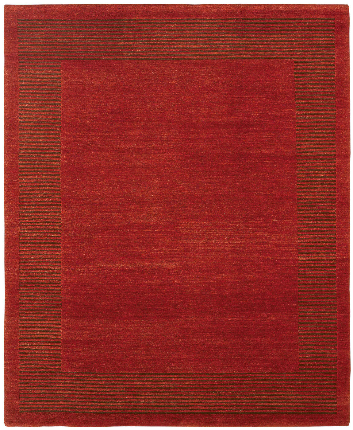 Hand-Knotted Border Red Rug