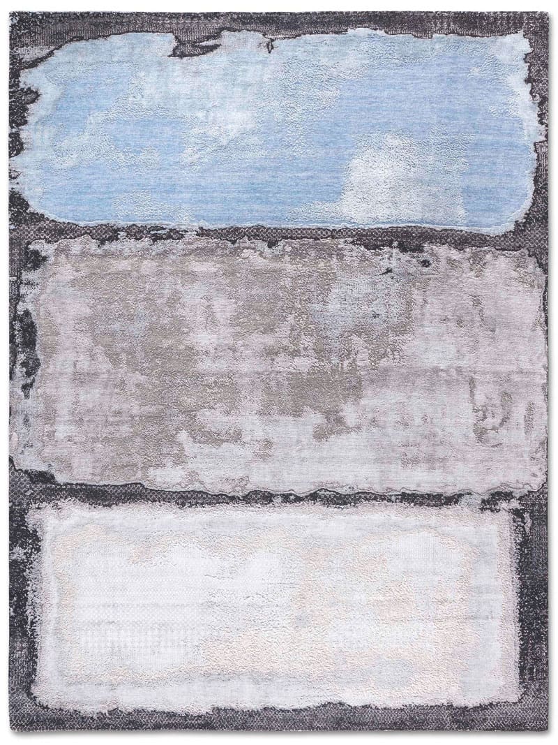 Light Blue Taupe Luxury Handmade Rug