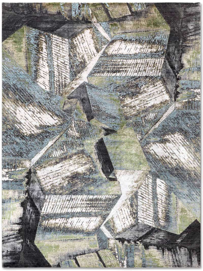 Brutalism Green Exquisite Handmade Rug