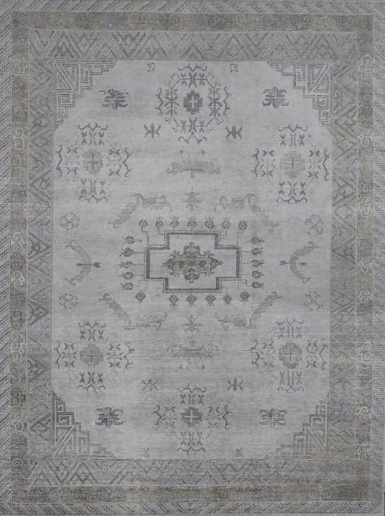 Khotan Hand Knotted Wool Grey Rug