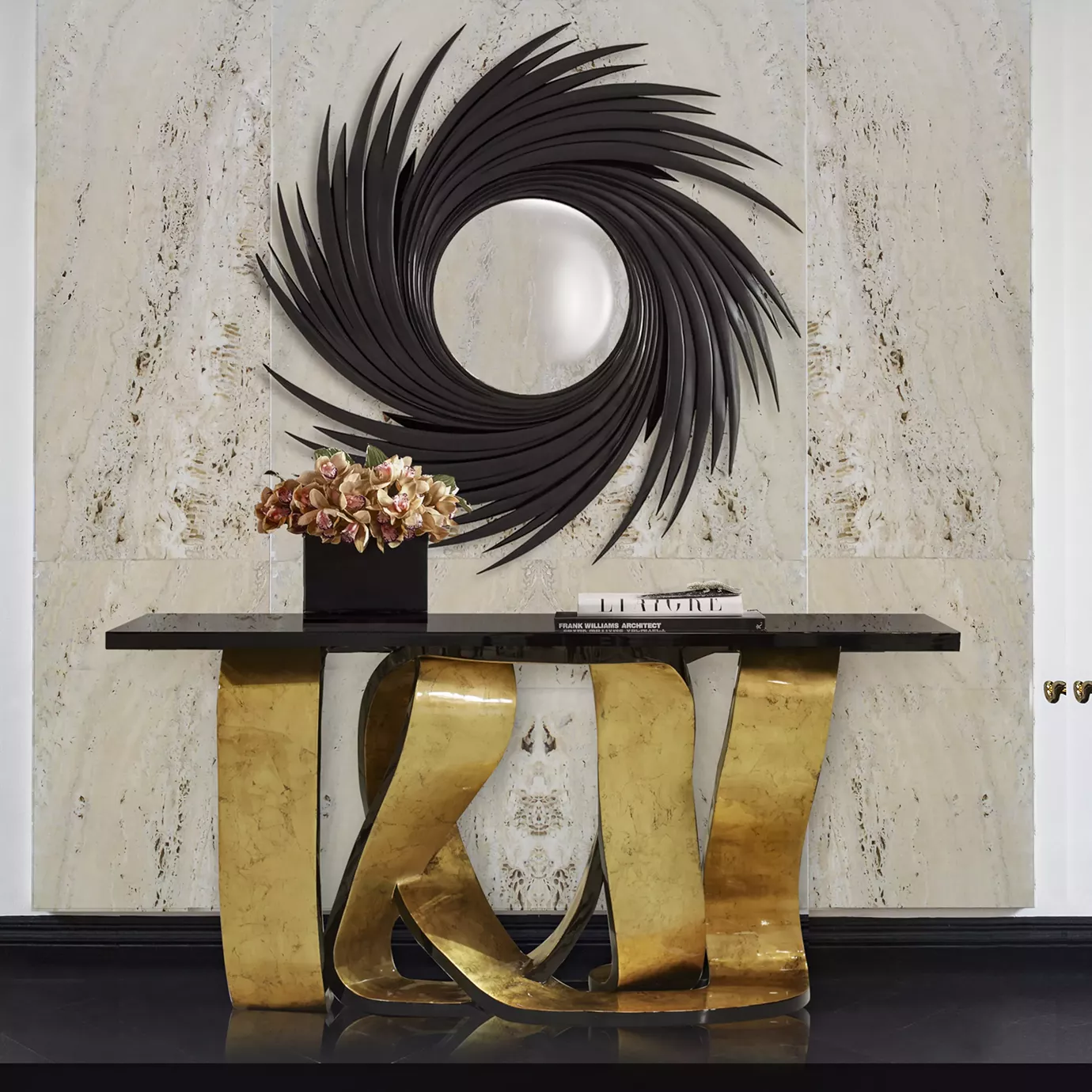 Ribbon Gold Leaf Console