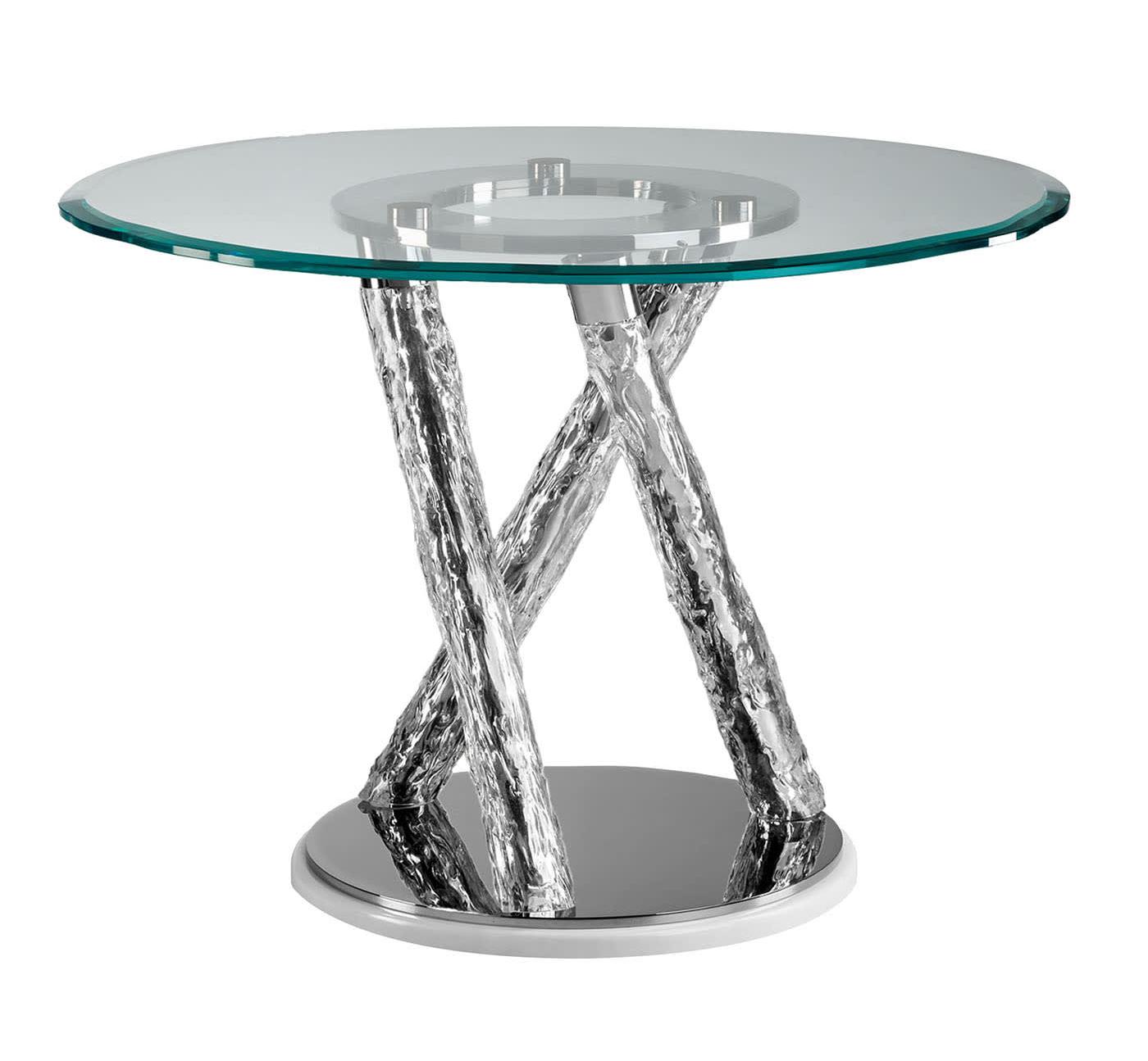 Round Glass Dining Table with Sculptural Legs