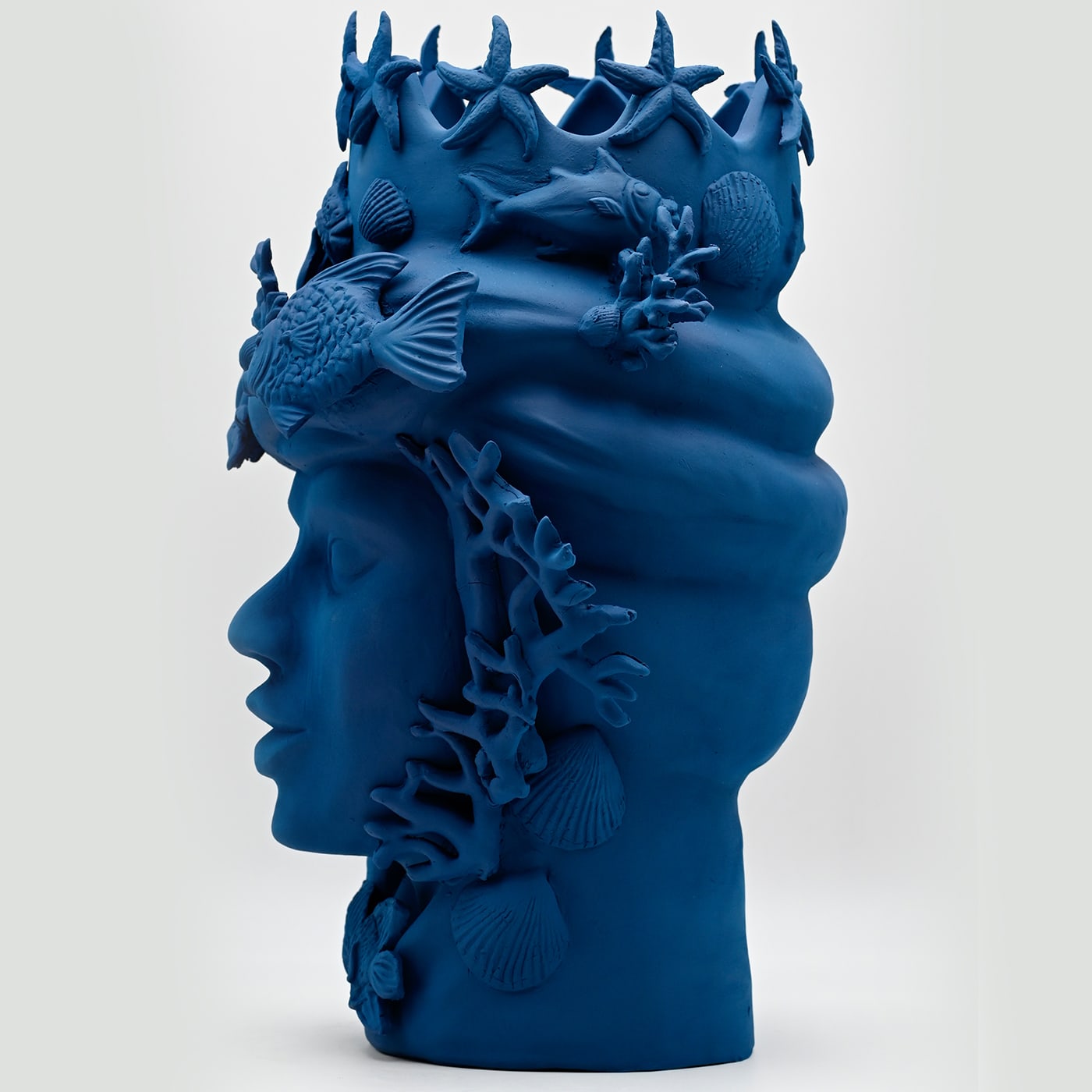 Moor's Head Royal Blue Handmade Sculpture