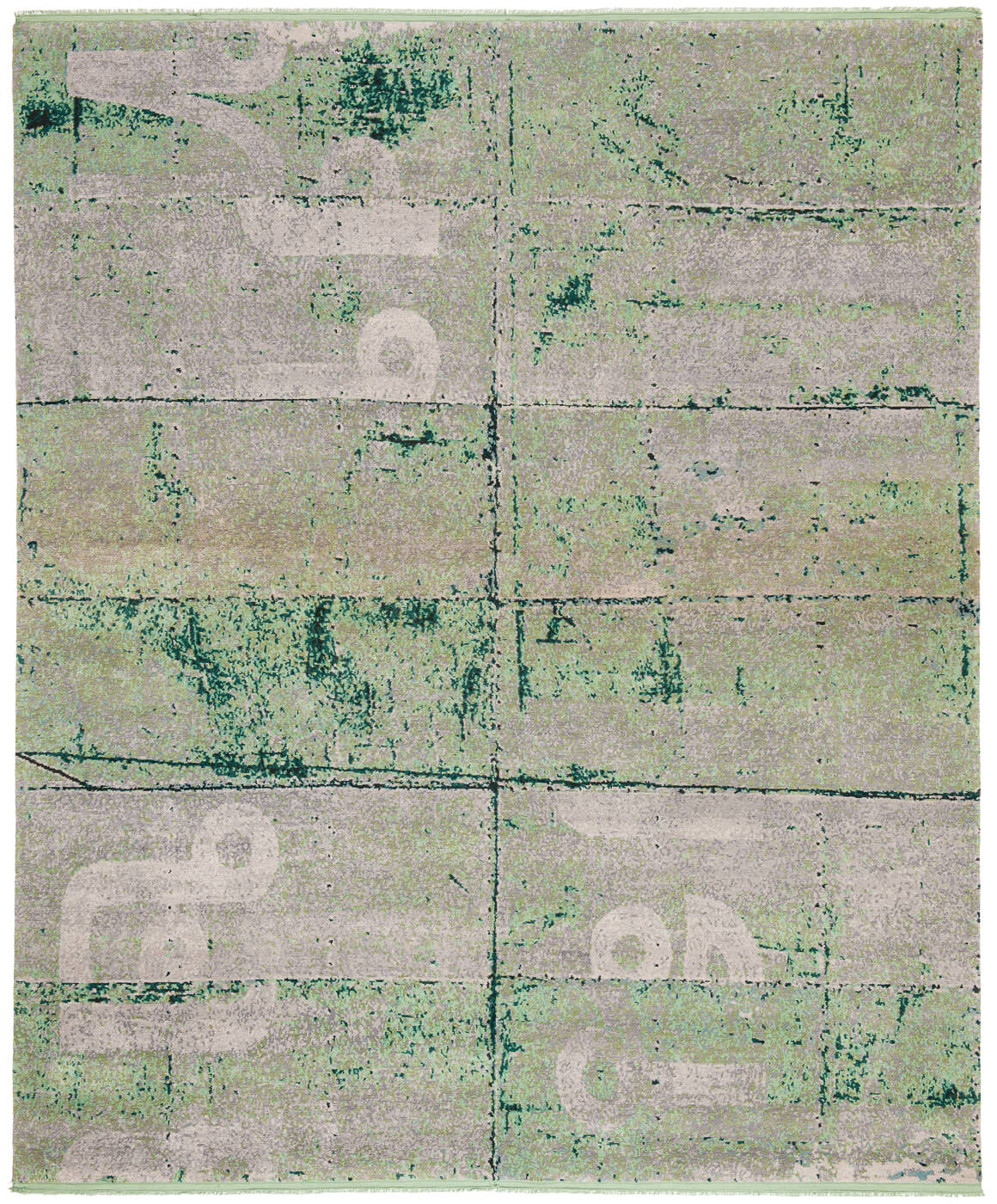 Hand-knotted Wool / Silk Green Rug