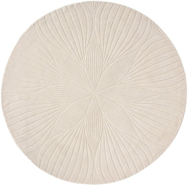 Beige Wool Embossed Circle Rug