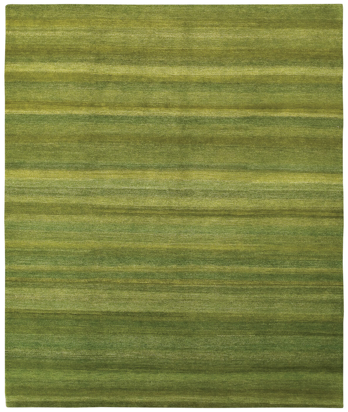 Green Striped Hand-Knotted Rug