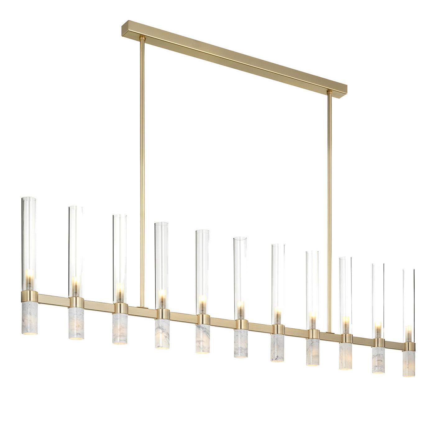 Modern Rectangular Marble and Glass Chandelier