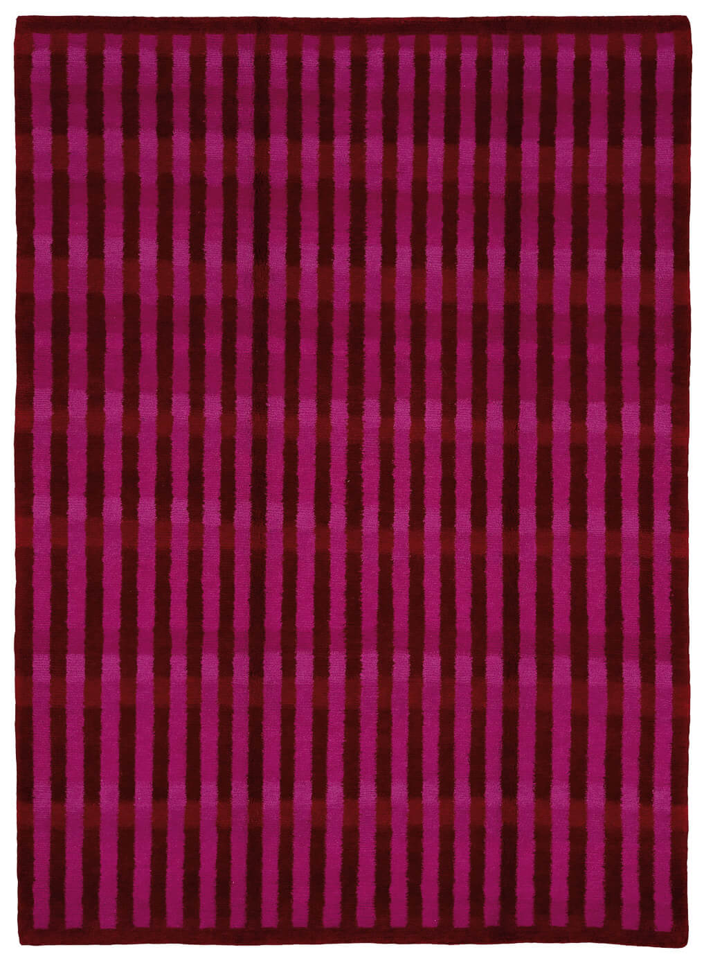 Hand-Knotted Wool Pink Stripes Rug