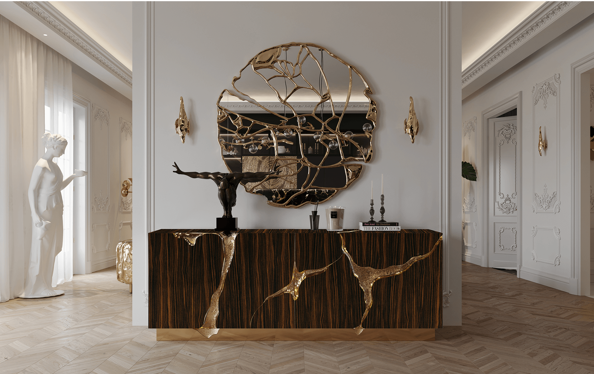 Brown & Gold Opulent Sideboard