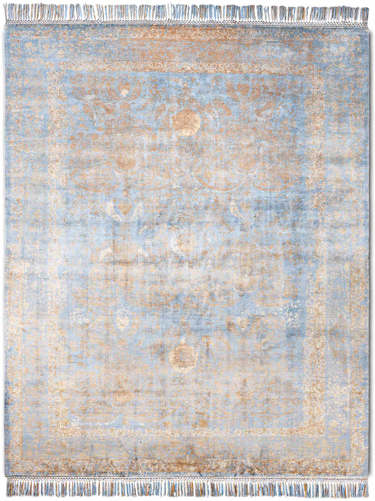 Gold / Blue Hand Woven Rug