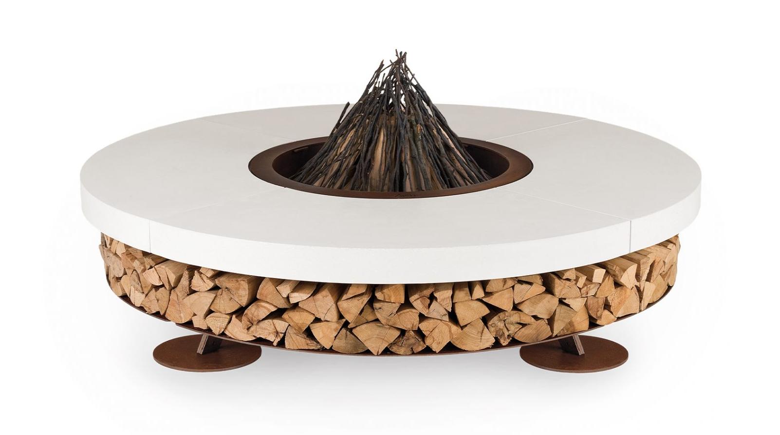 Ercole Concrete White Outdoor Italian Fire Pit