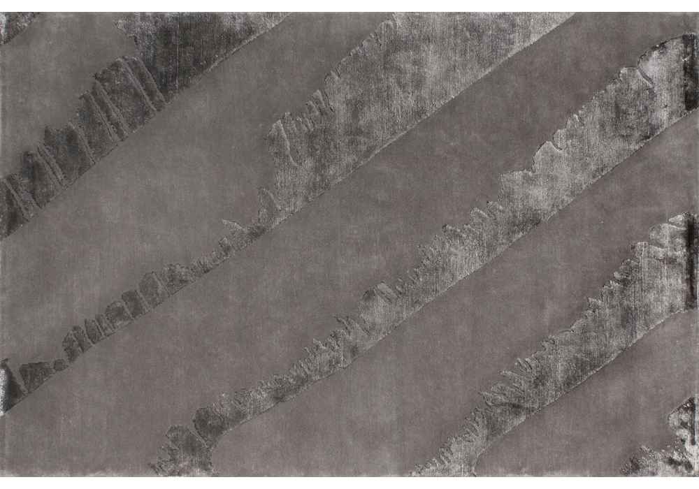 Grey Wool / Viscose Hand-Knotted Abstract Rug