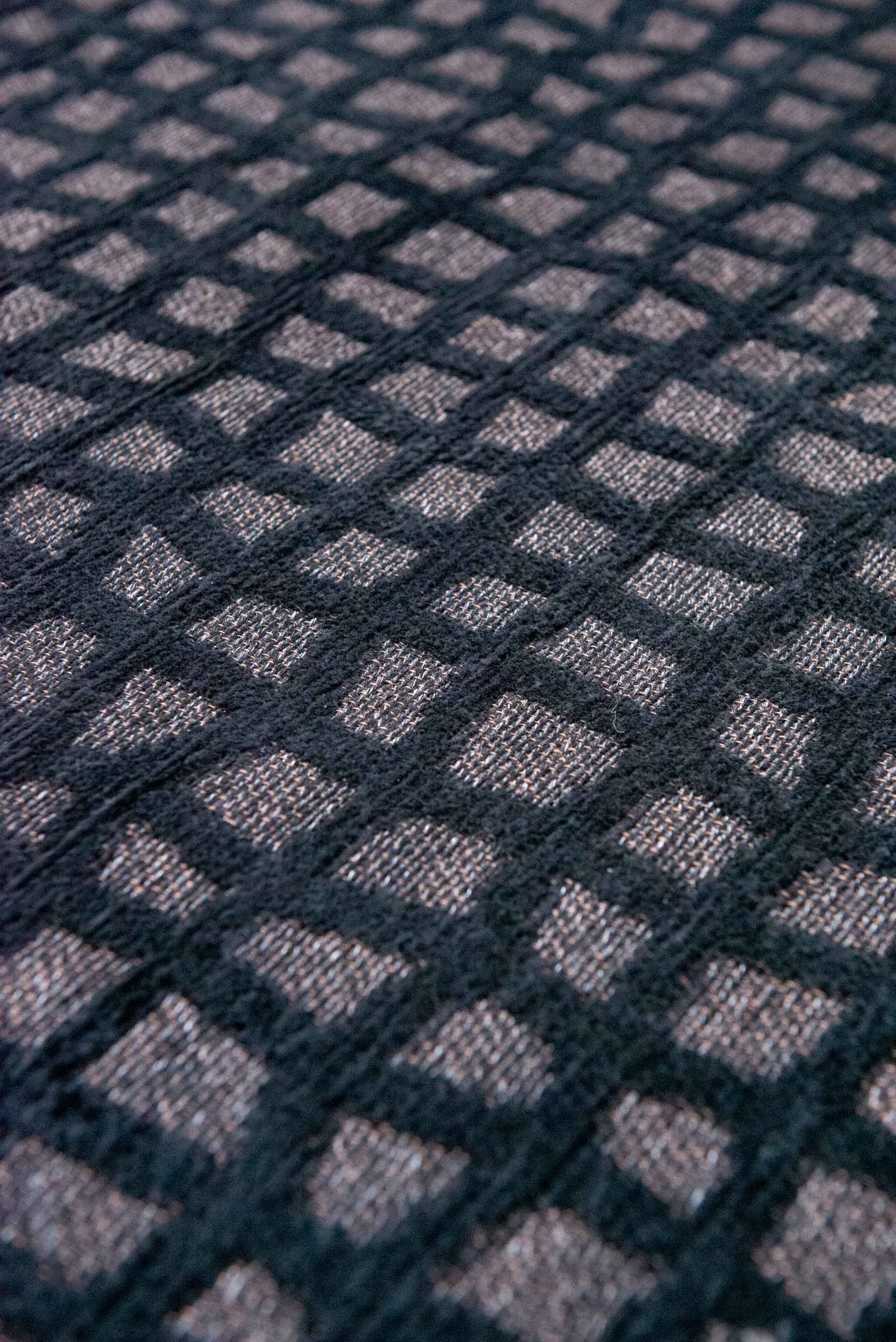 Black Checkered Flatwoven Rug