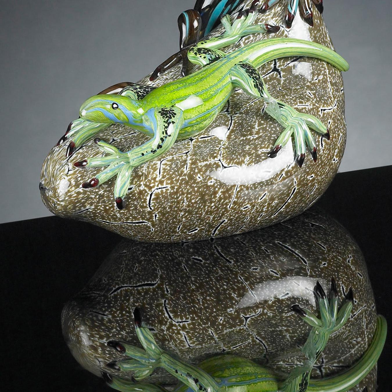 Lizards on Stone Sculpture