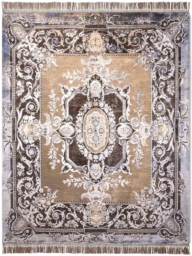 Aubusson Brown Luxury Handmade Rug