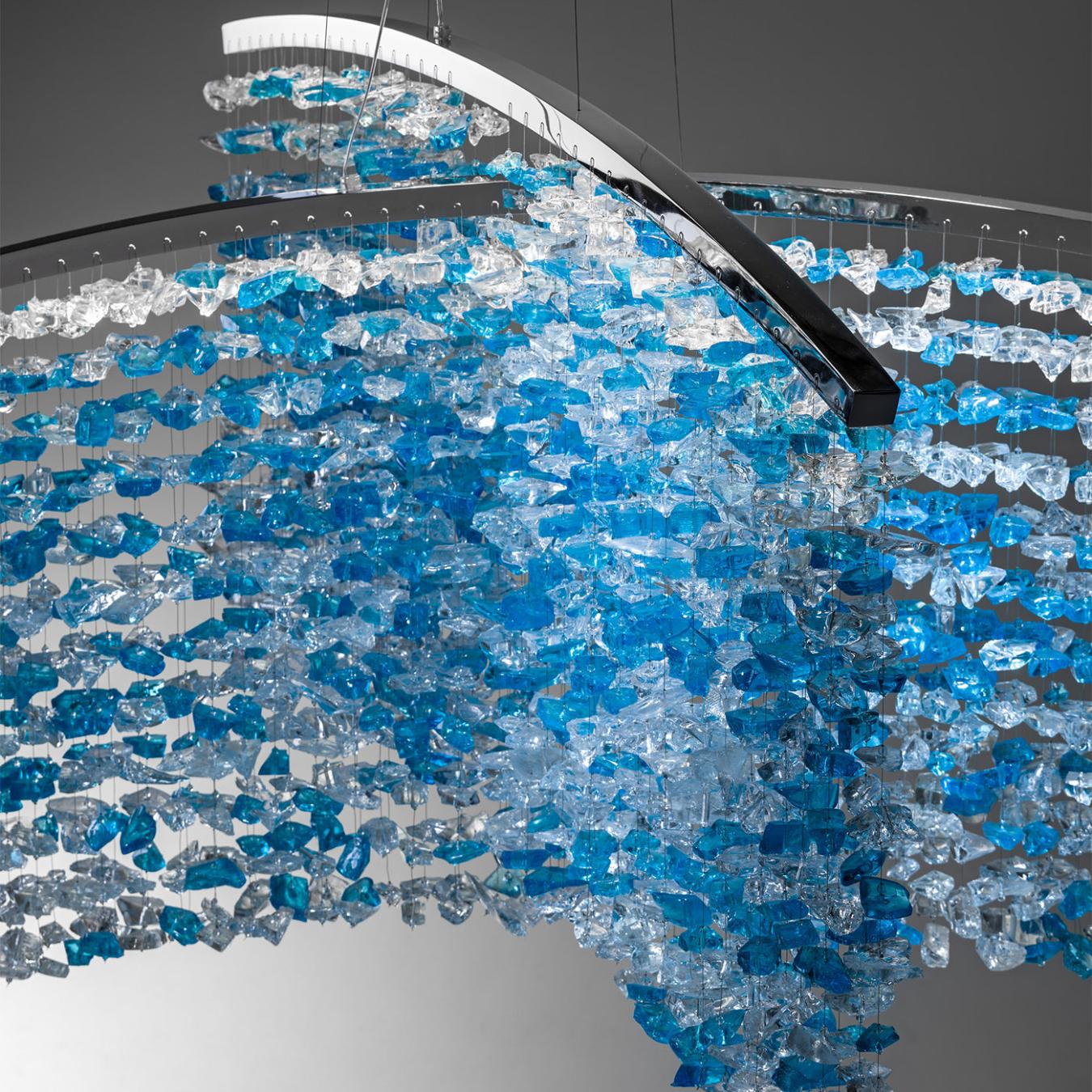 Chandelier with Blue Murano Glass