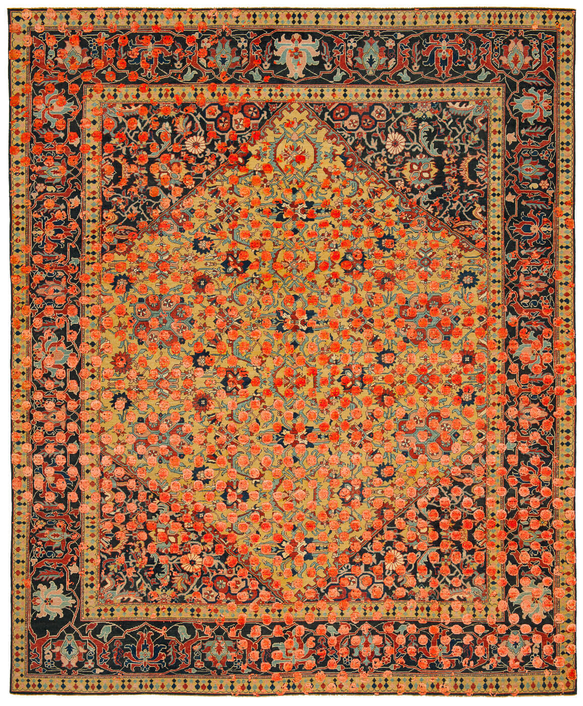 Orange Hand Knotted Wool & Silk Rug | Size: 8' 2