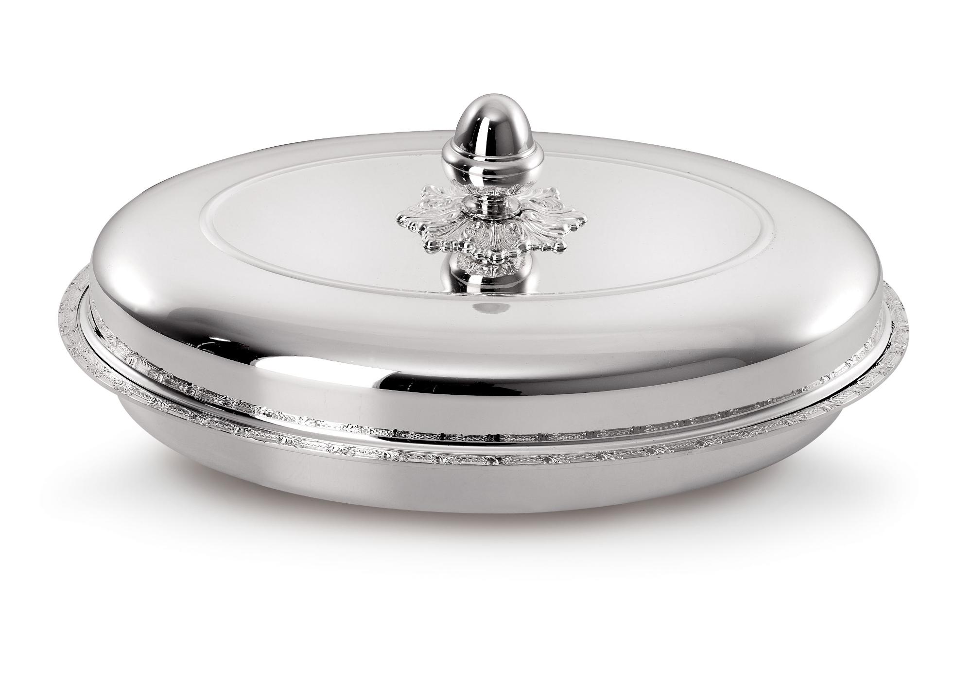Silver Oval Vegetable Dish with Lid