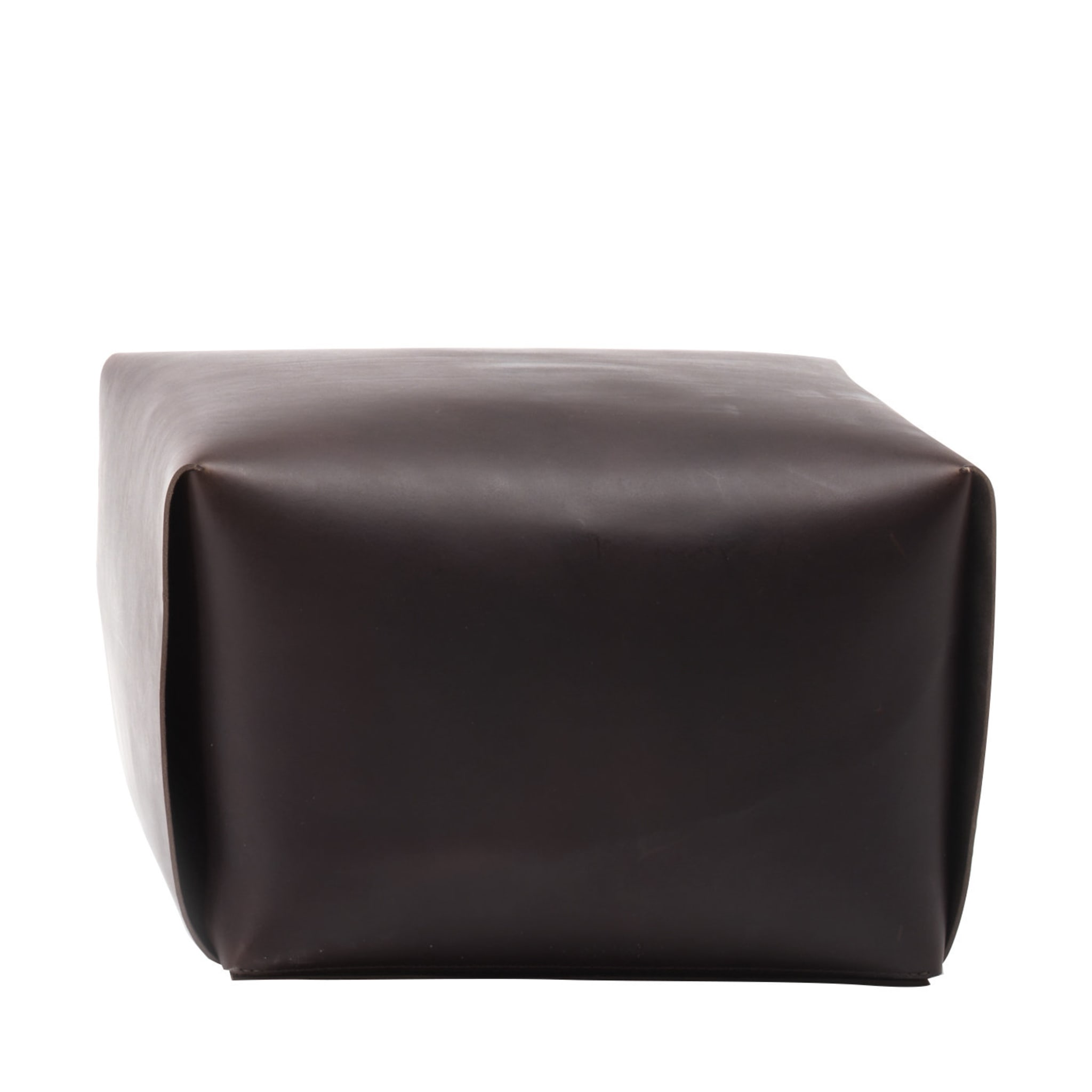 Bao Brown Leather Pouf ☞ Seat: Leather