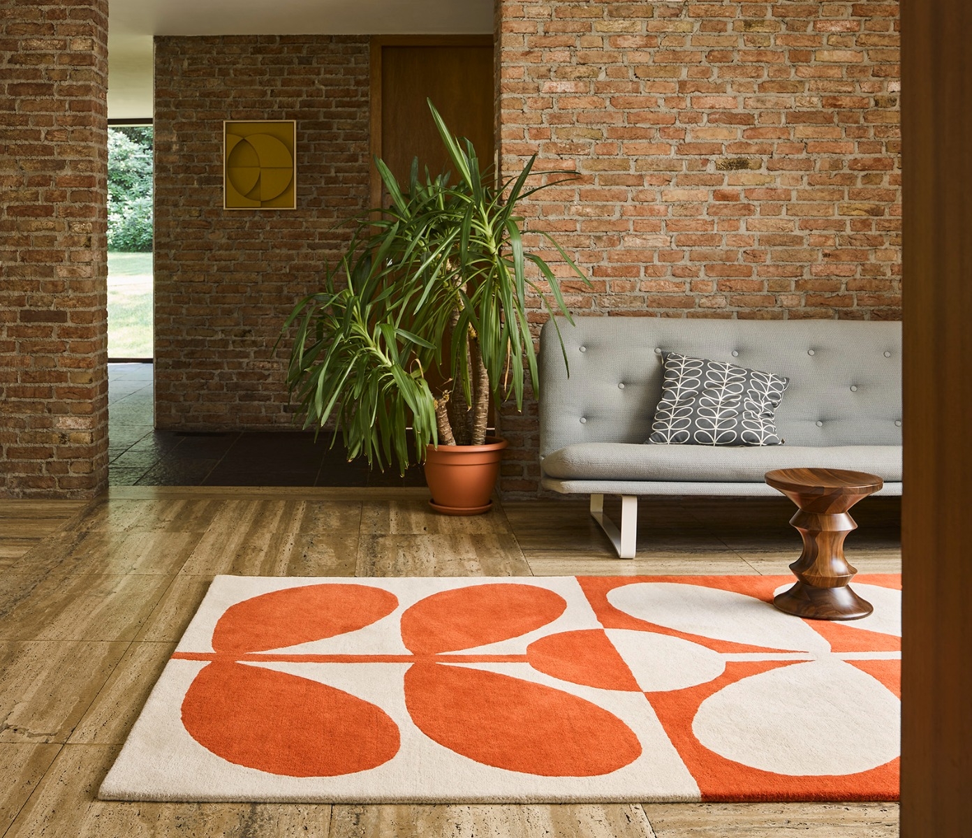 Giant Leaves Hand-Tufted Red Rug