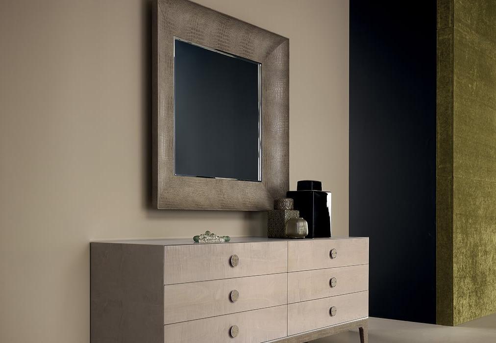 Leather-Framed Wall Mirror