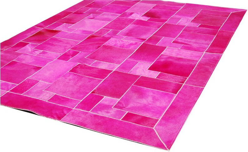 Puzzle Pink Cowhide Rug