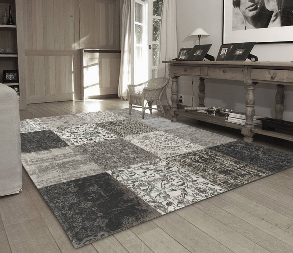 Patchwork Black & White Rug