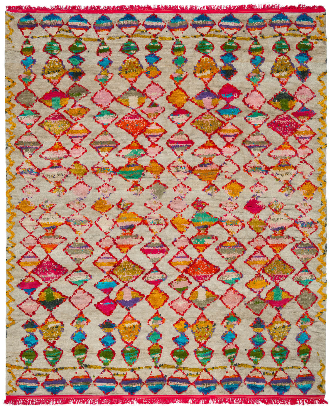 Hand-knotted Wool & Silk Multicolour Rug