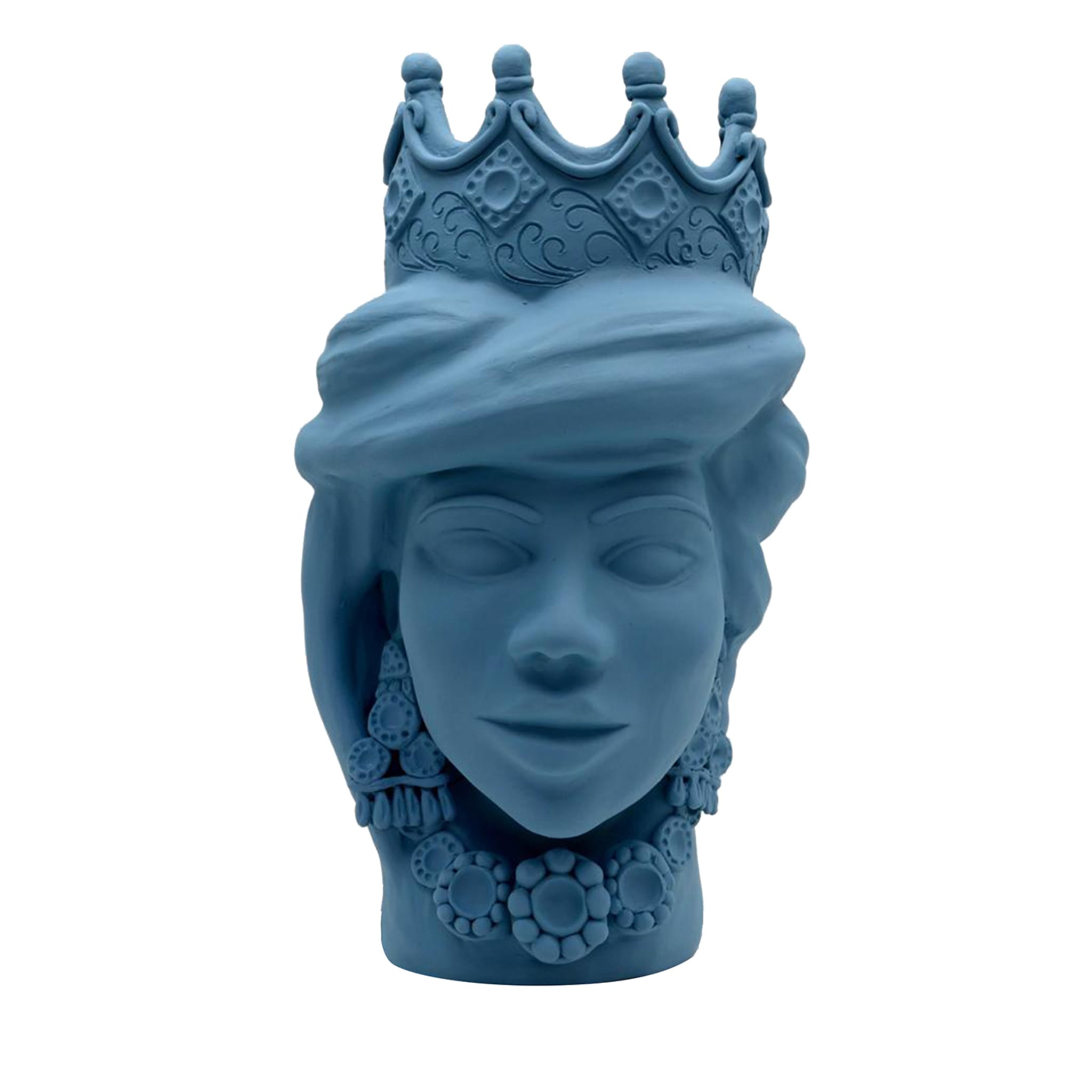 Moor's Head Blue Matte Sculpture