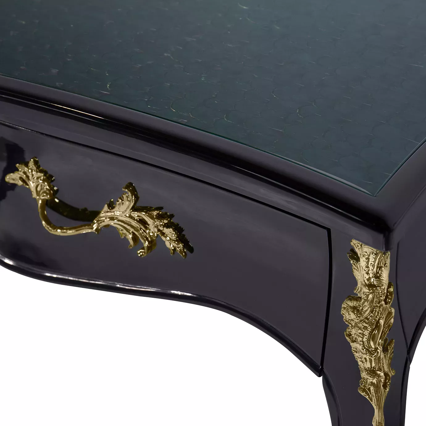 Exotic Peacock Feather Top Ormolu Desk