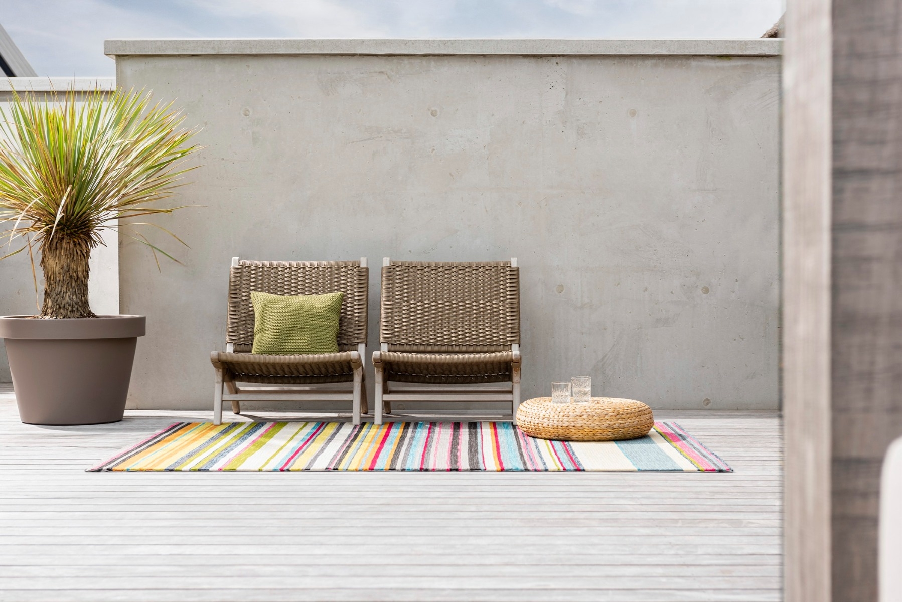 Outdoor Striped Multi Rug ☞ Size: 250 x 350 cm