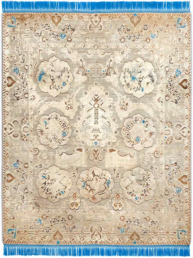 Dragon Blue / Beige Exquisite Handmade Rug