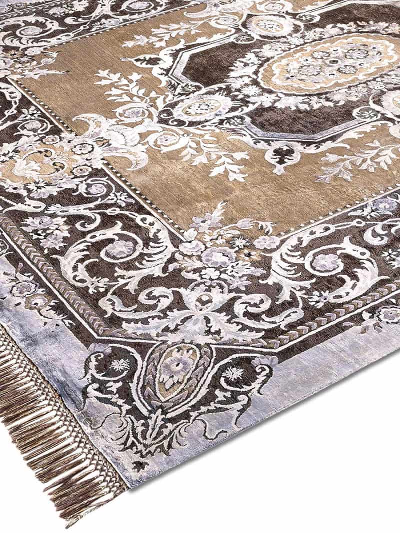 Aubusson Brown Luxury Handmade Rug