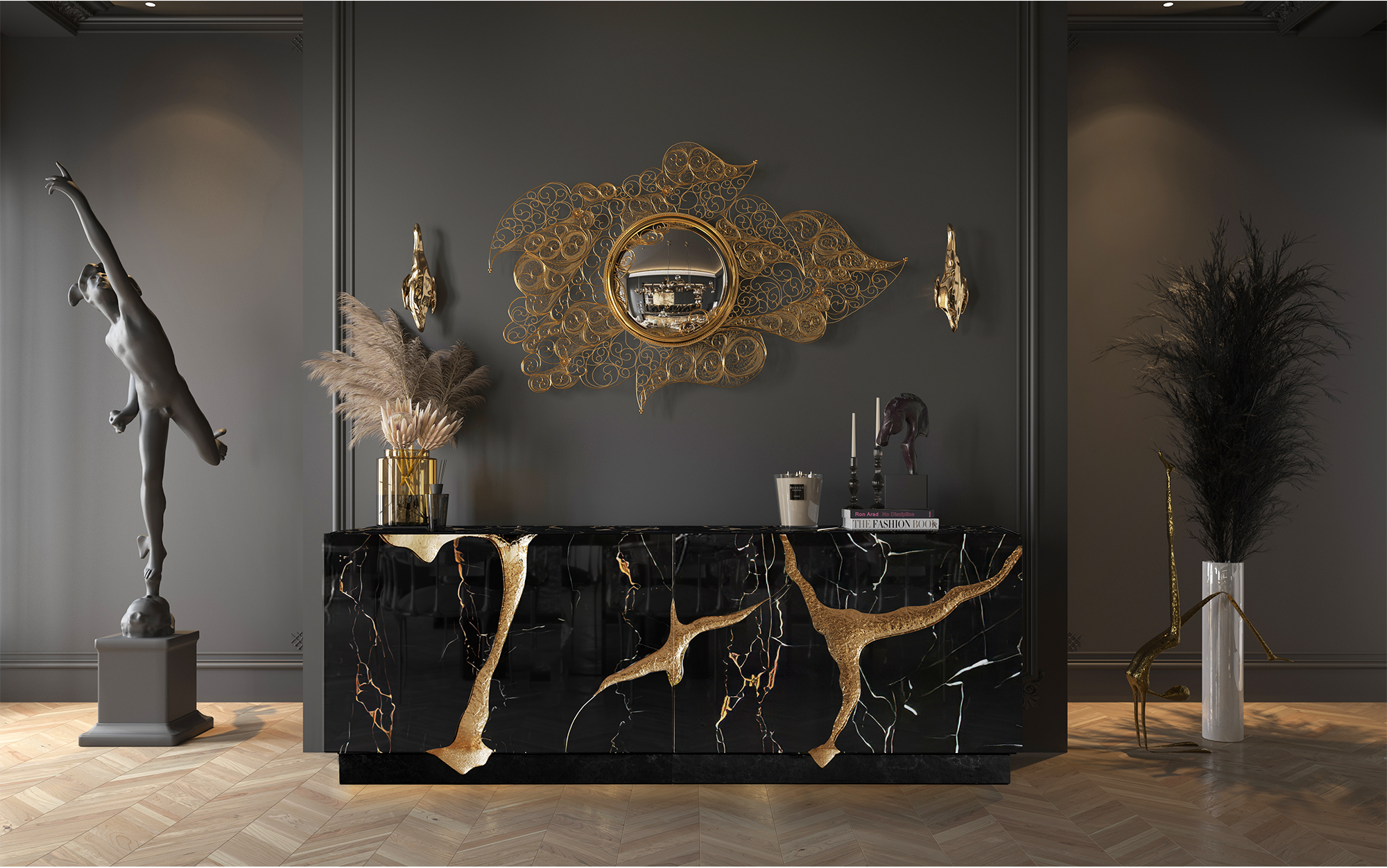 Black & Gold Opulent Sideboard