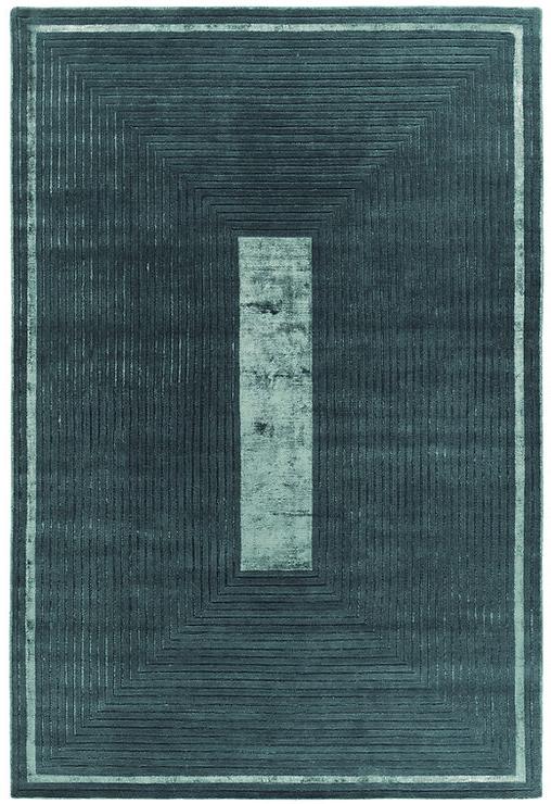 Hand-Knotted Green Border Wool / Viscose Rug