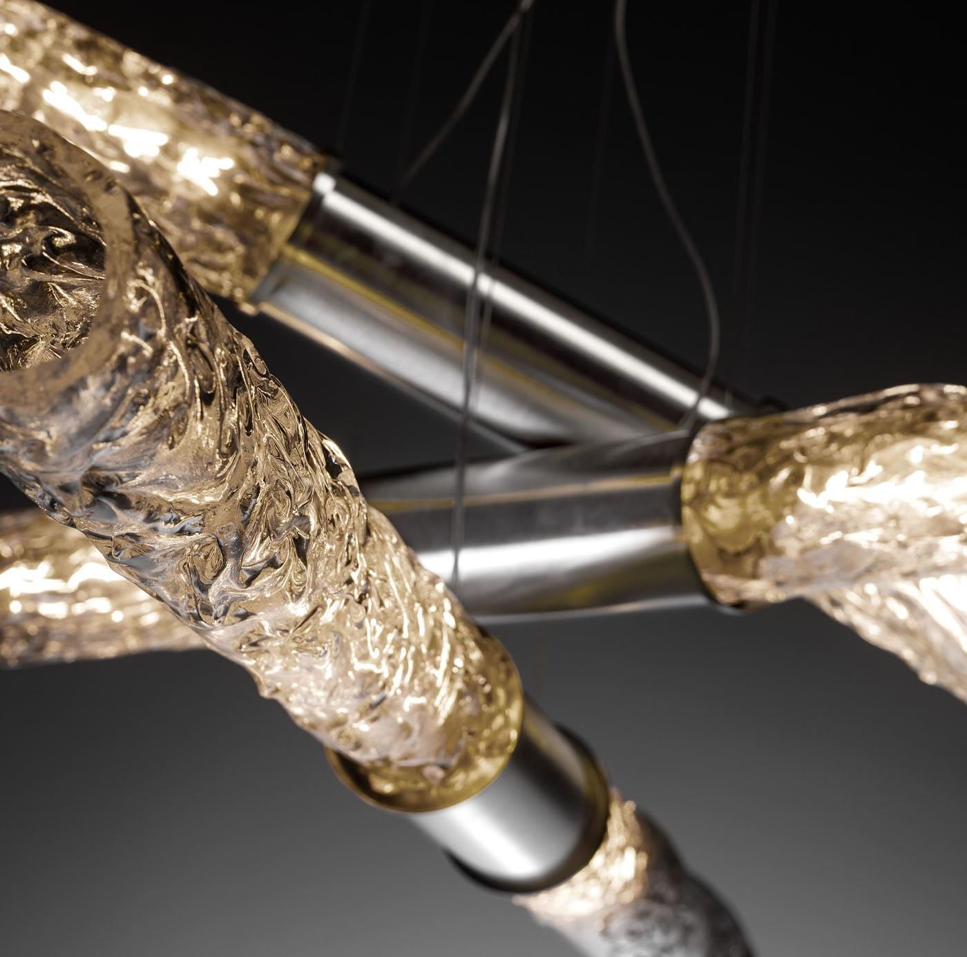 Linear Chandelier in Clear Blown Glass
