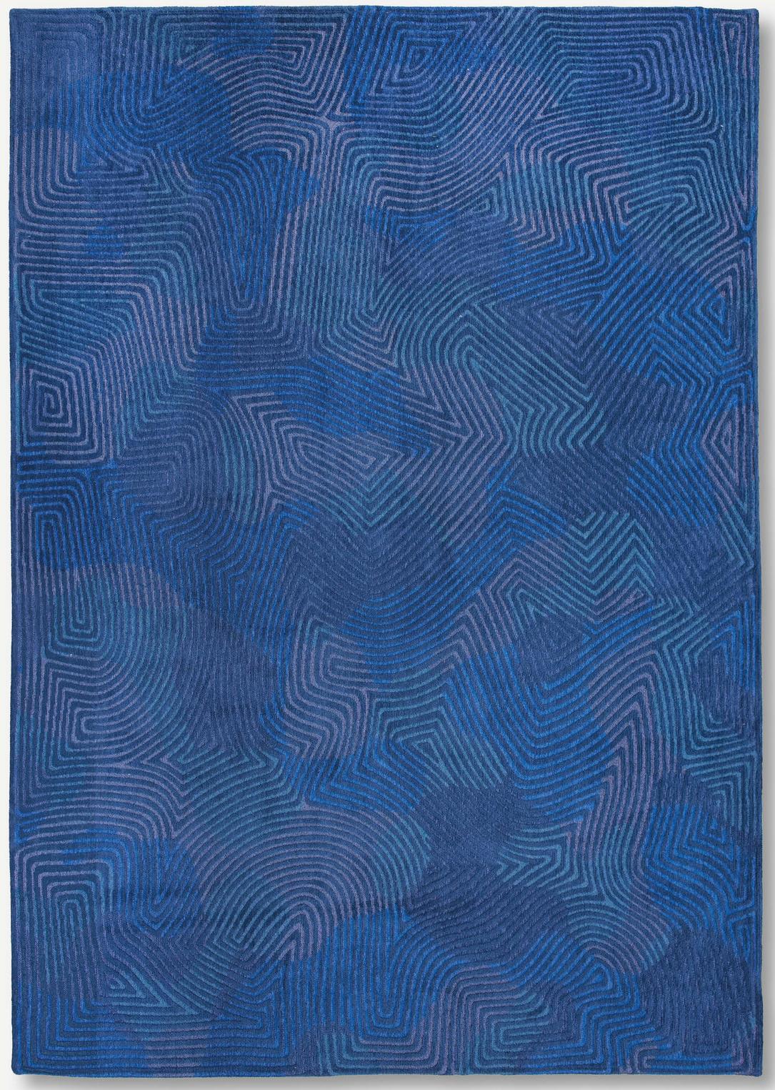 Blue Flatwoven Rug ☞ Size: 6' 7" x 9' 2" (200 x 280 cm)