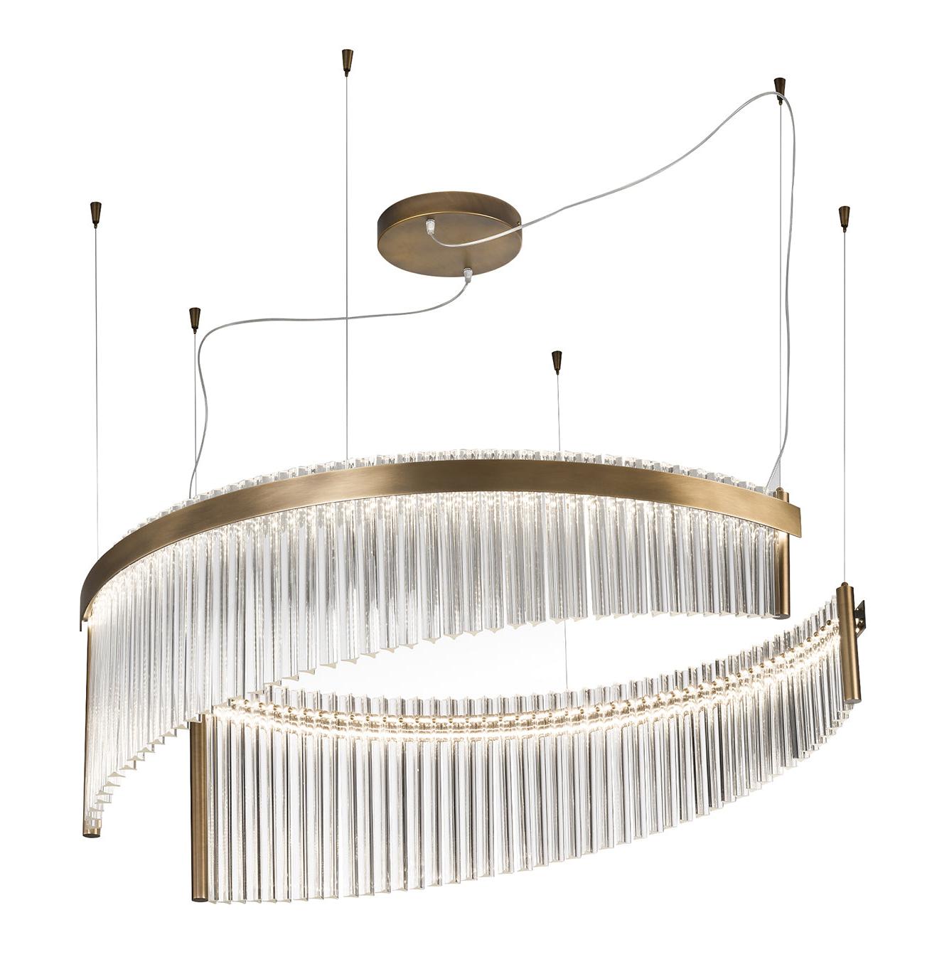 Transparent Murano Glass Chandelier with Double LED Lighting