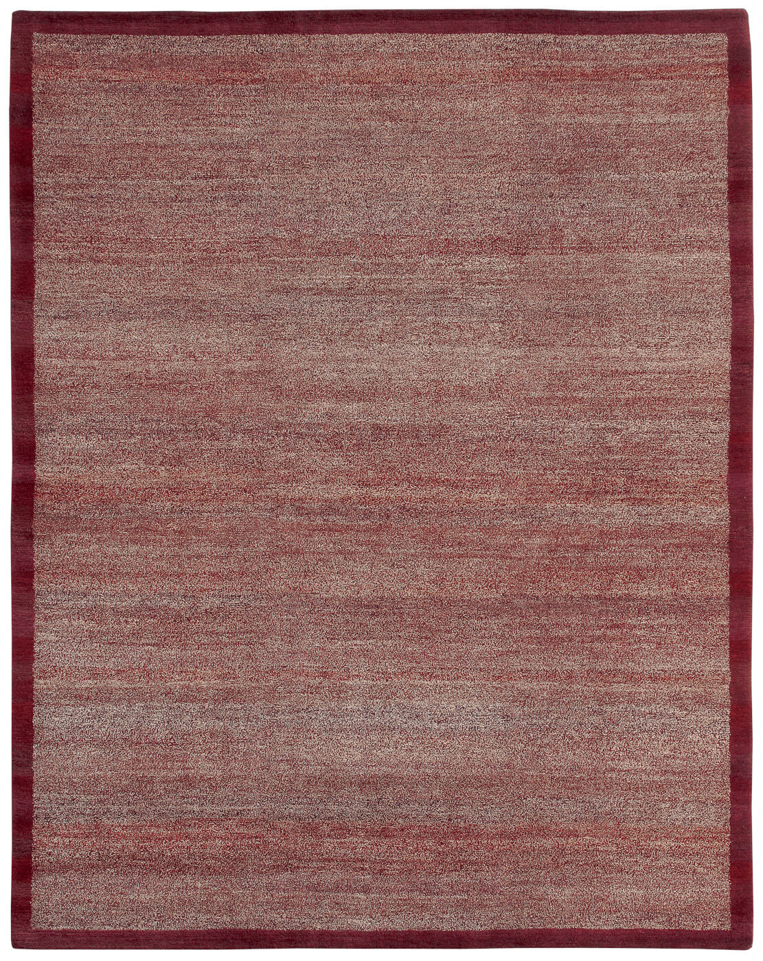 Hand-Knotted Border Dark Red Rug