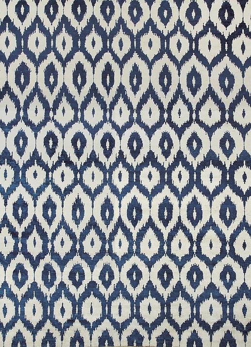 Ikat Hand Woven Wool Blue Rug