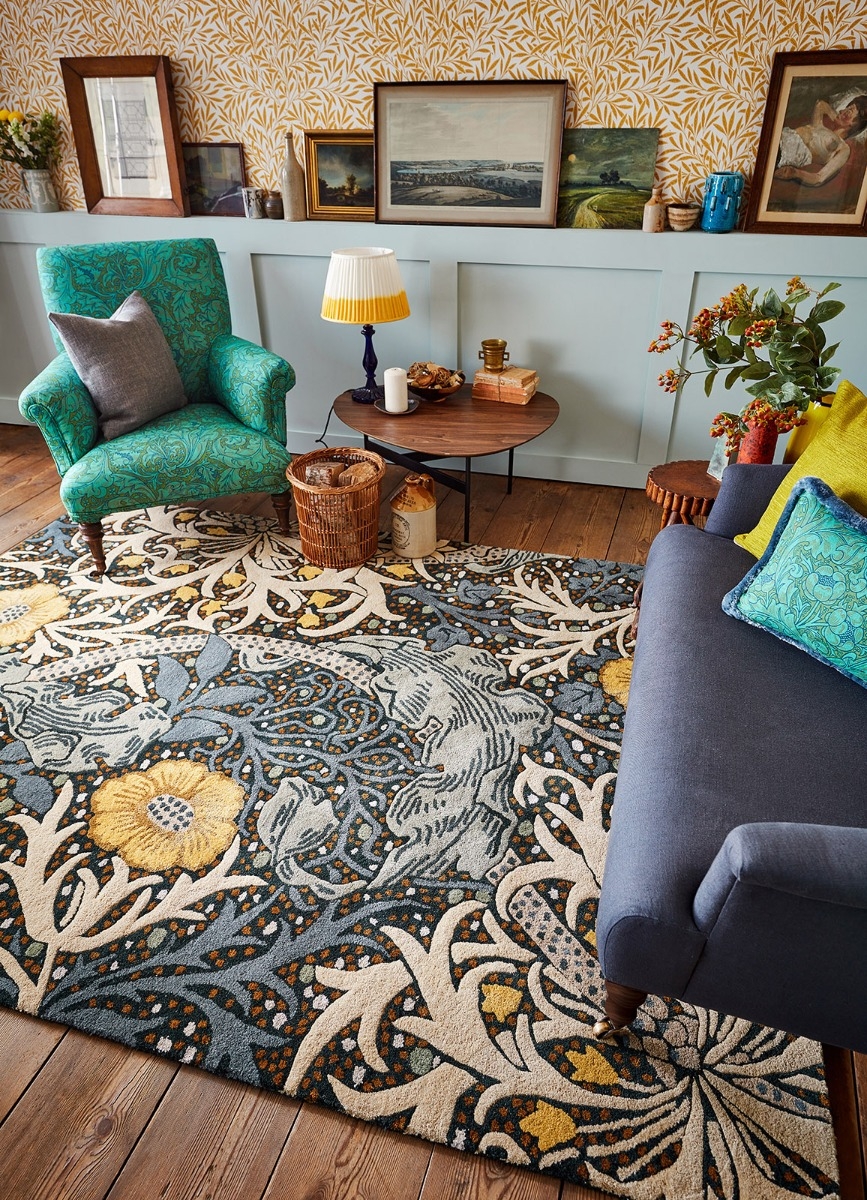 Seaweed Designer Blue Handtufted Rug