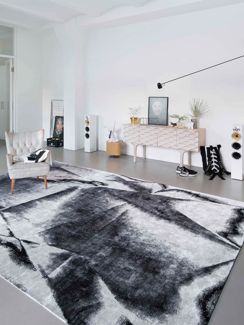 Black & White Hand Knotted Rug