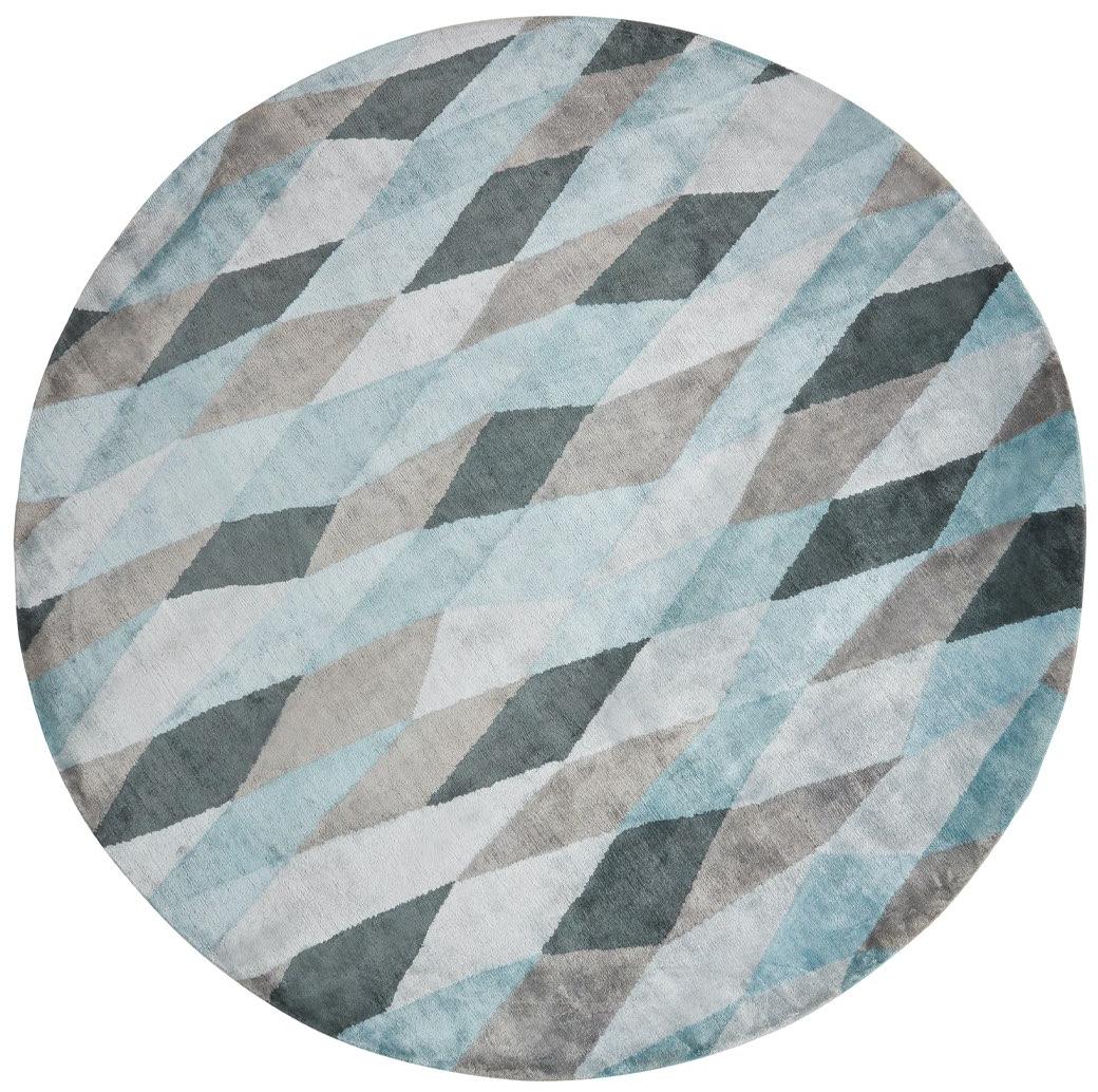 Losanghe Ubriache Blue Round Rug