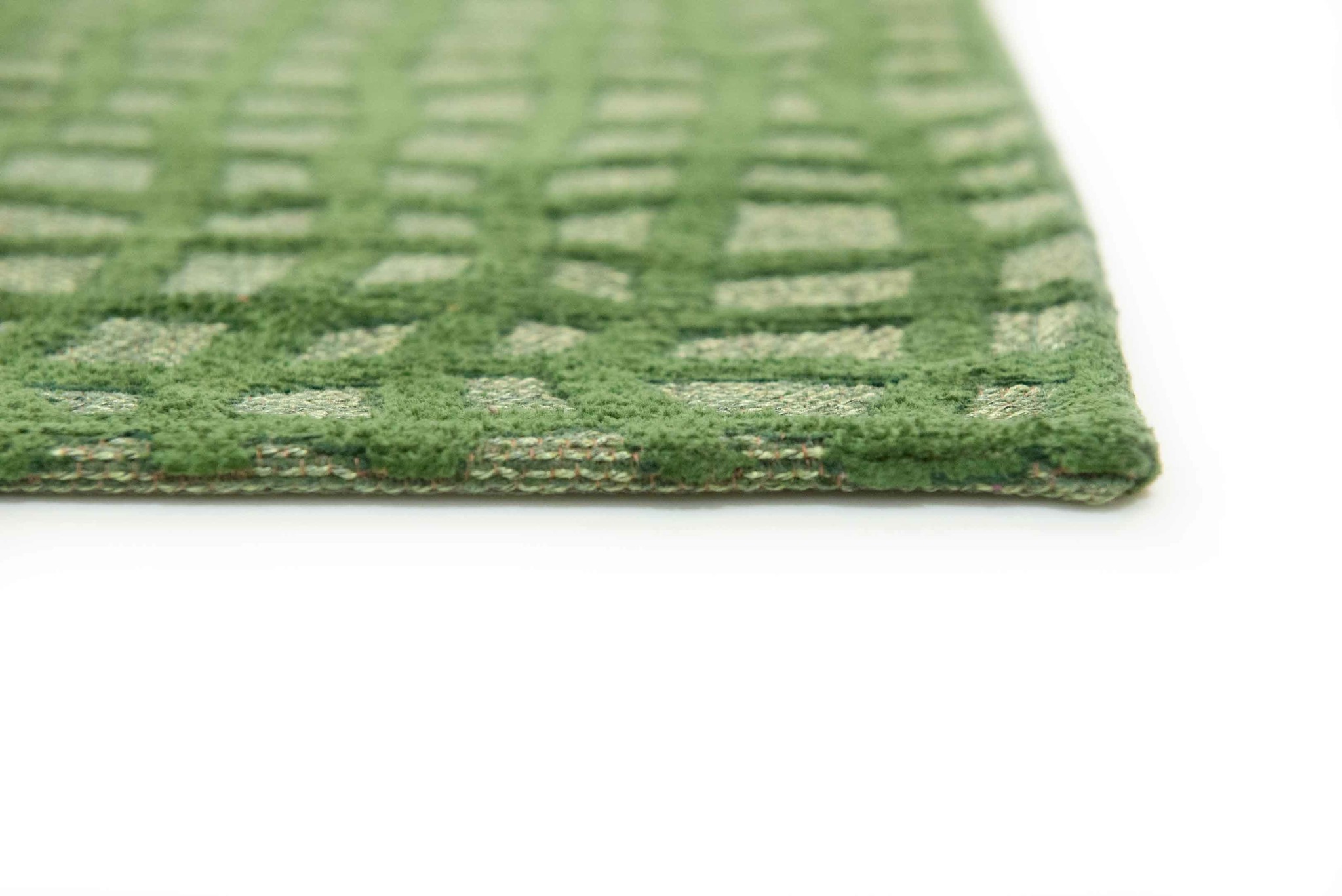 Green Checkered Flatwoven Rug ☞ Size: 4' 7" x 6' 7" (140 x 200 cm)