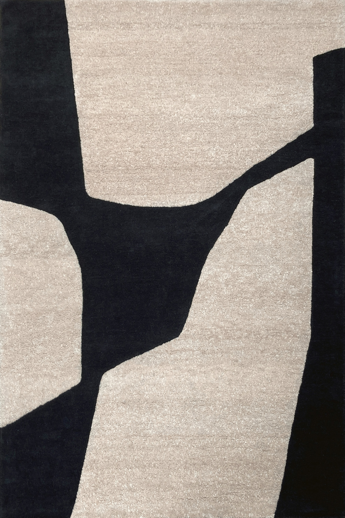 Wool Beige & Black Hand-Tufted Rug