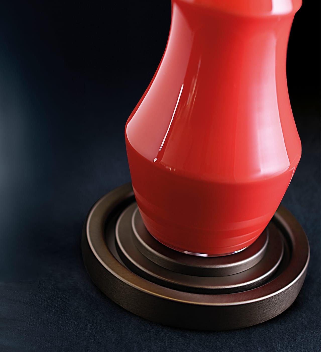 Blown Glass Table Lamp in Coral Red