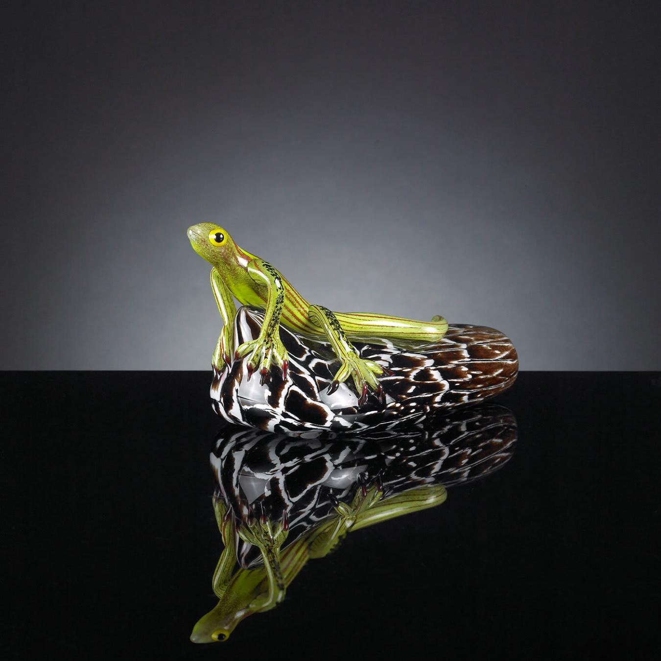 Lizard on Stone Sculpture