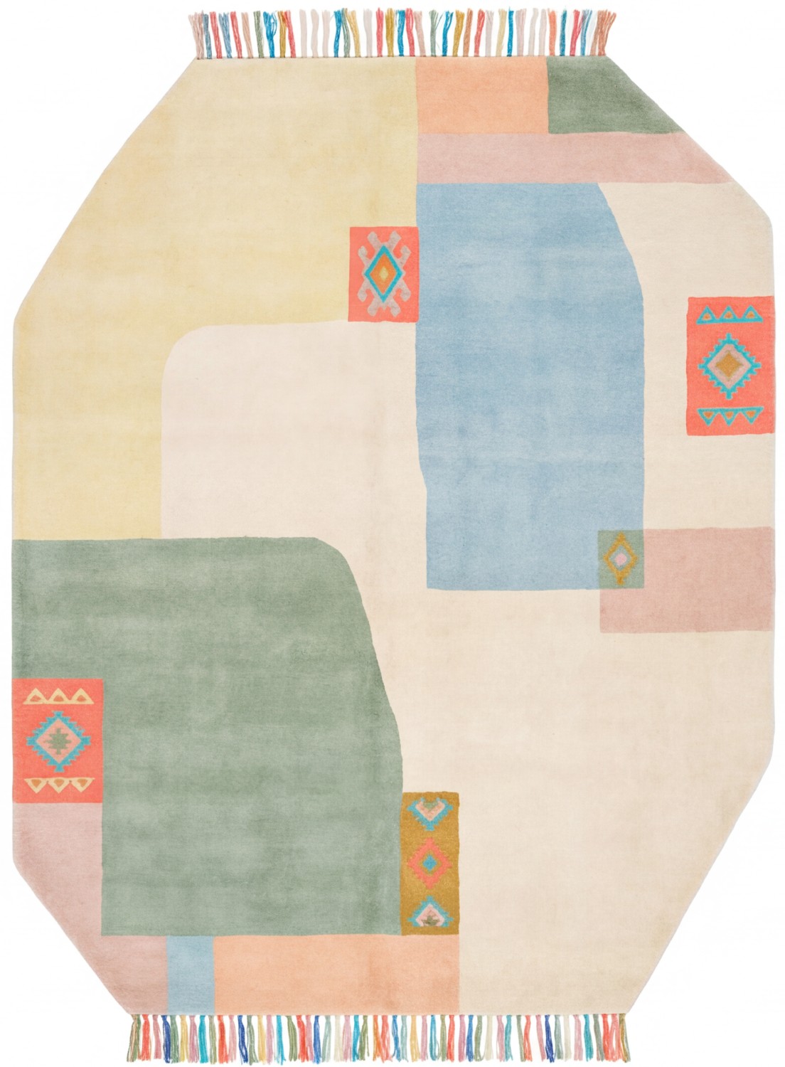 Rounded Blocks Light Artisan Rug