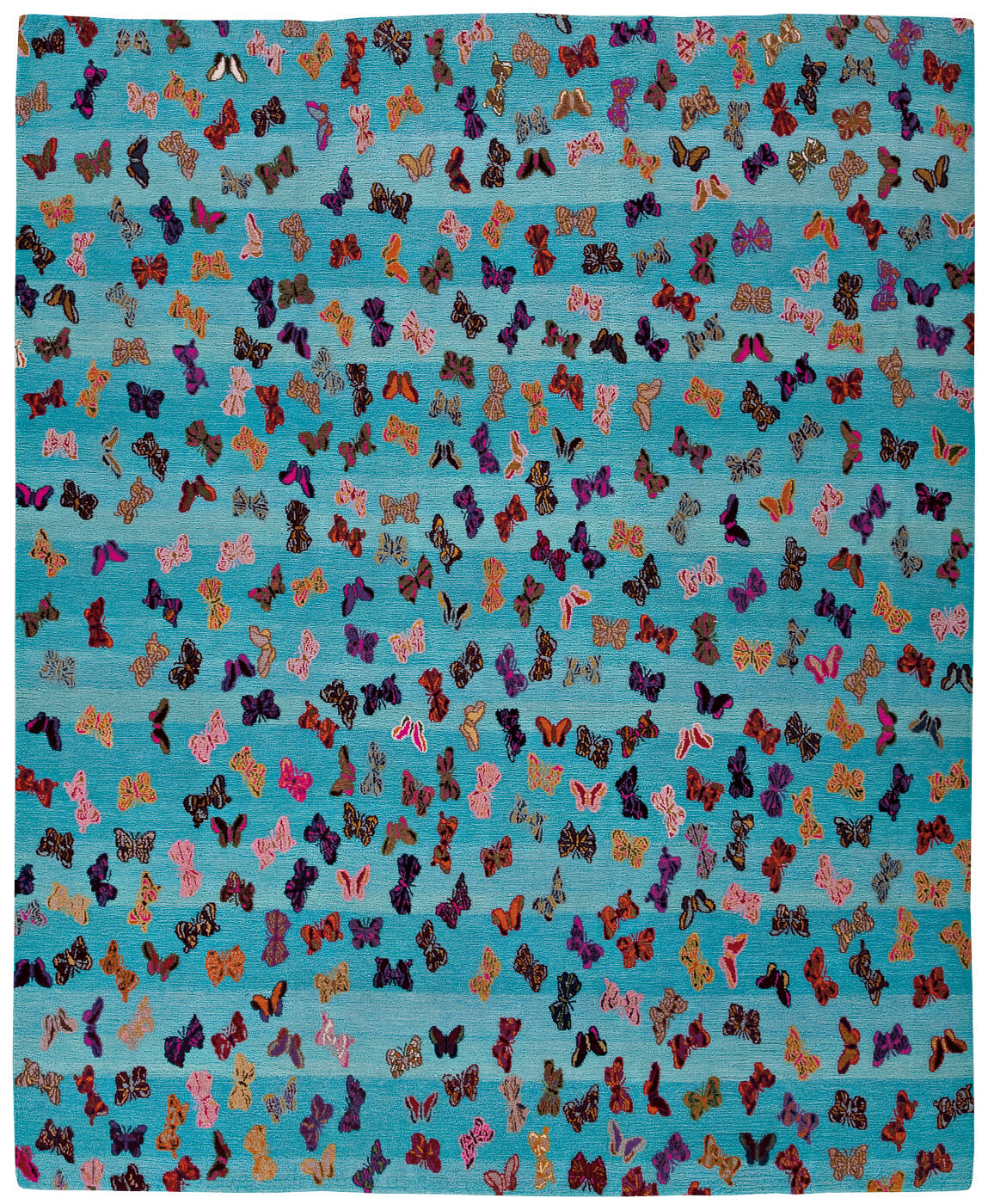 Butterflies Blue Hand-Knotted Rug